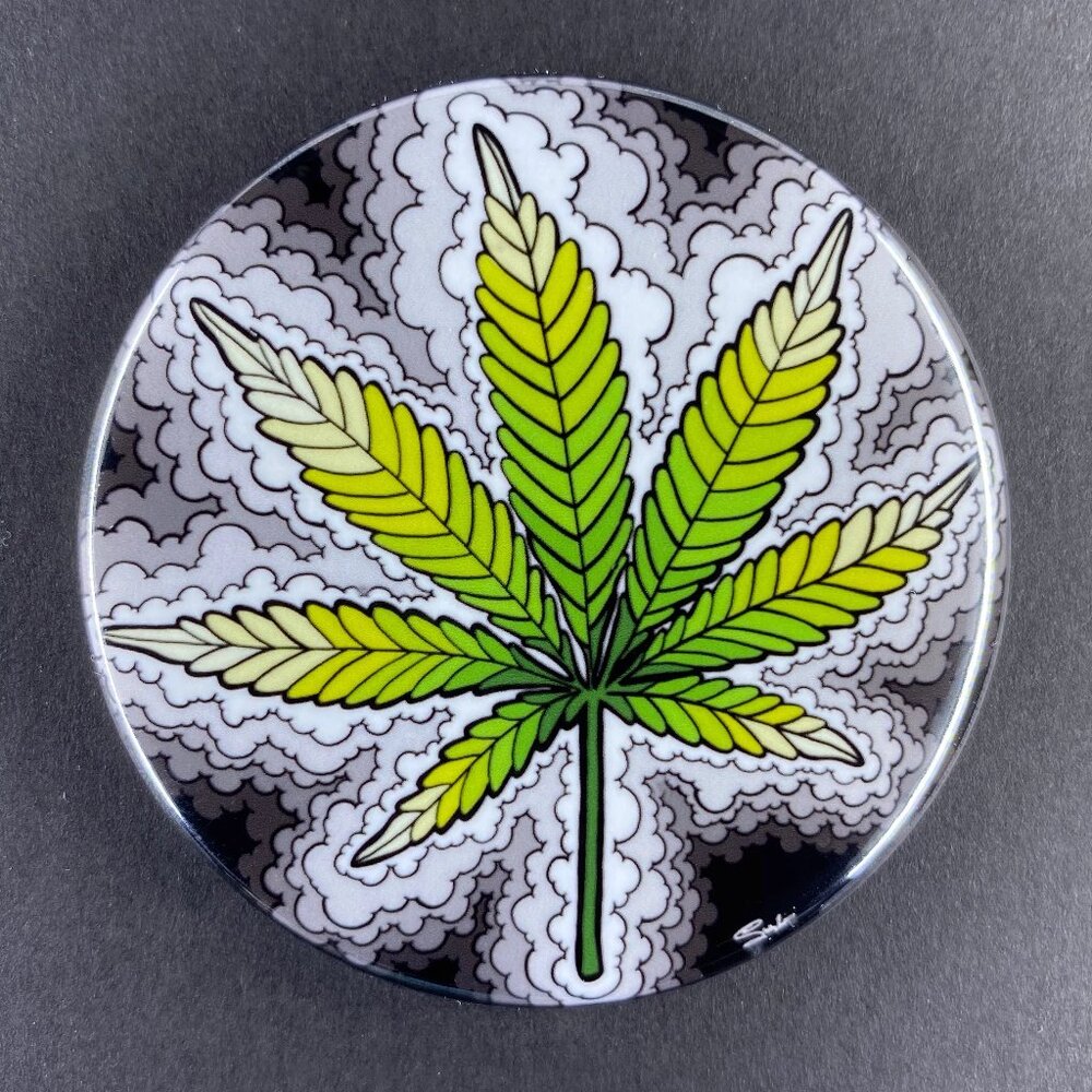 Psychedelic 420 Leaf Art Pin, Magnet, Keychain, Bottle Opener or Mini Ornament